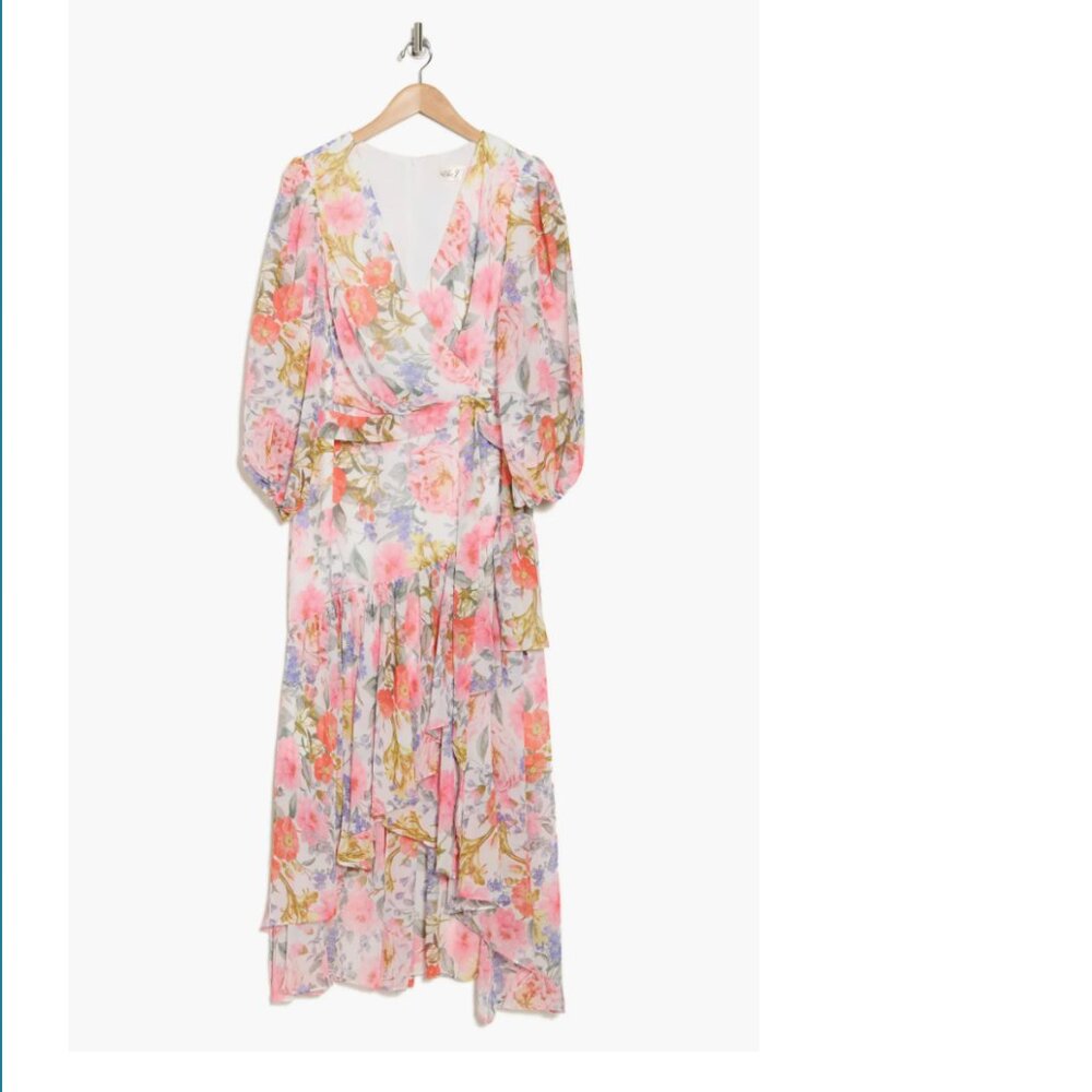 Plus Sized Eliza J. Floral Chiffon High-Low Dress – Size 22W – NWT